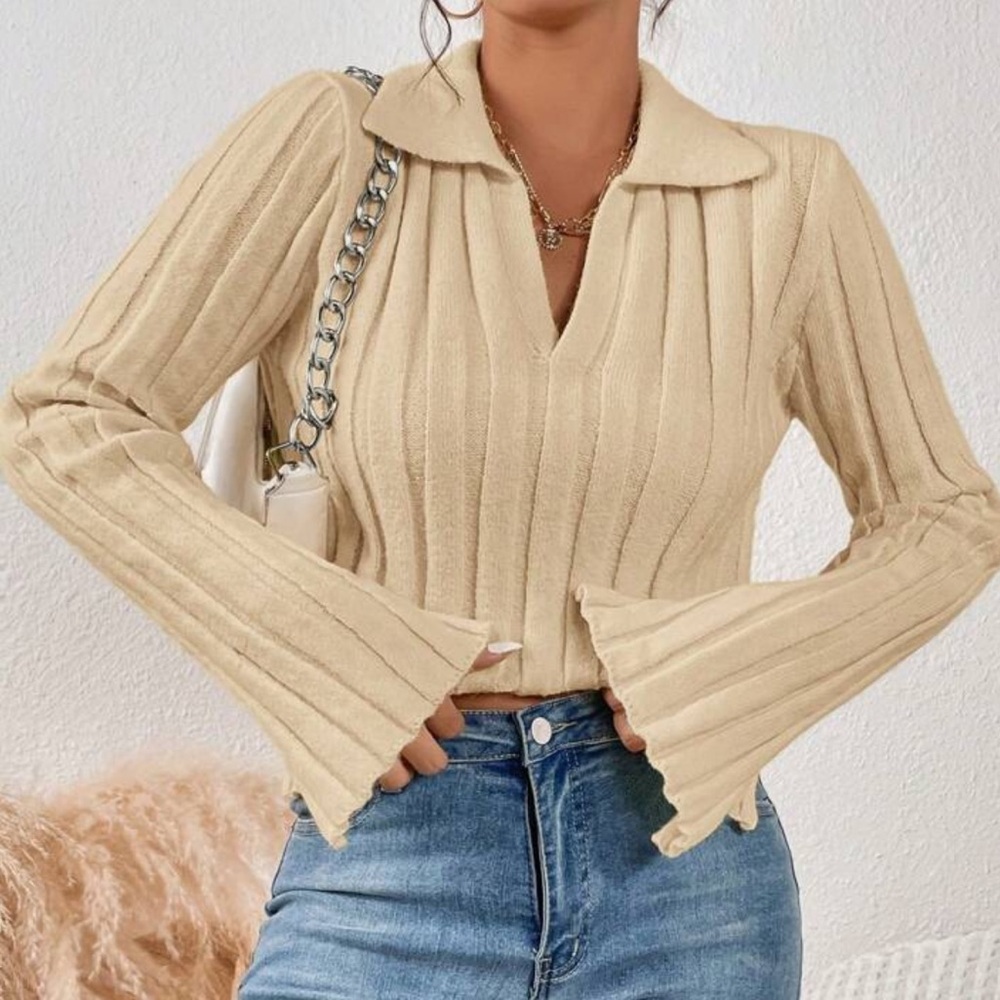 Slit Side Ribbed Knit Sweater